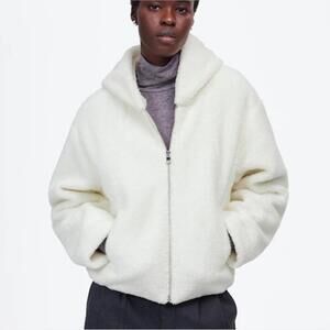 Madewell Sherpa Zip-Front Bomber Jacket